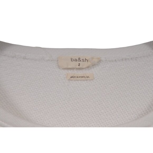 ba&sh Womens French Kiss Sweatshirt Medium US 2 White Side Zip Pullover Long - Picture 5 of 9